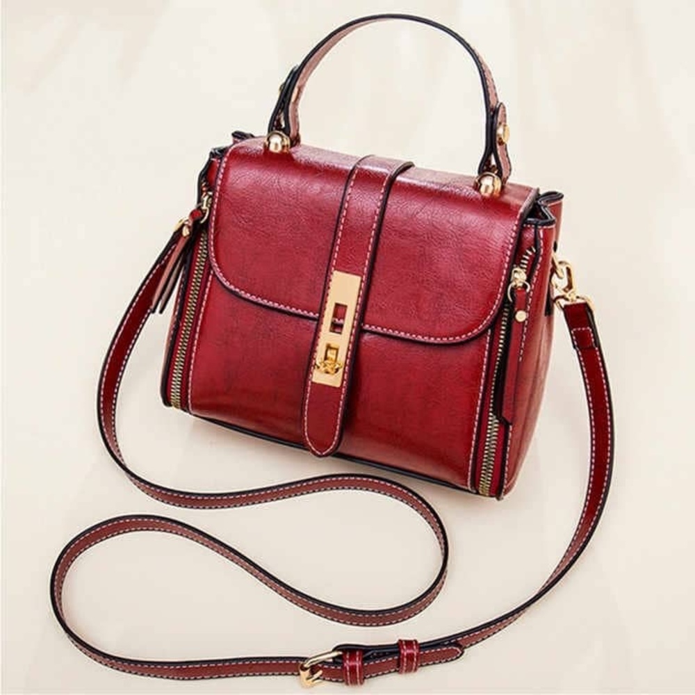 Aries Vegan Leather Cross Body Purse: Red